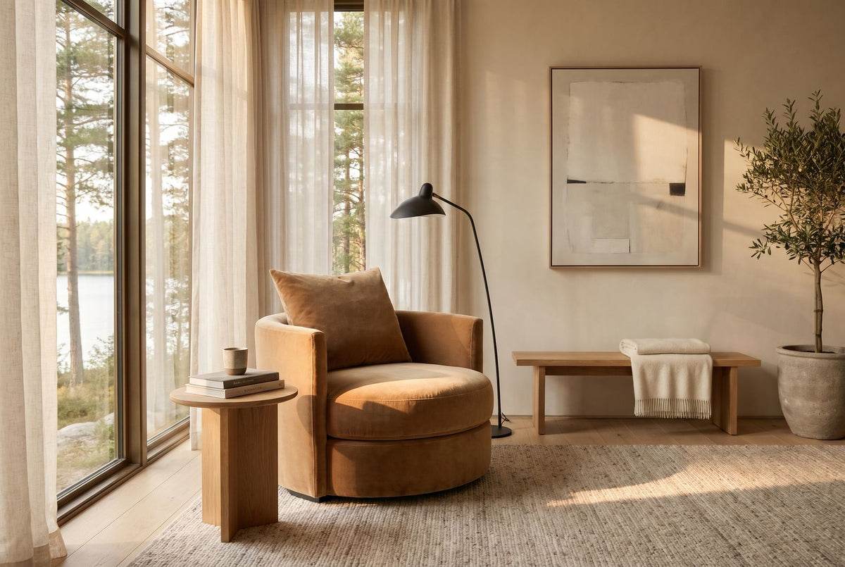 Daphne Swivel Chair in a finished room