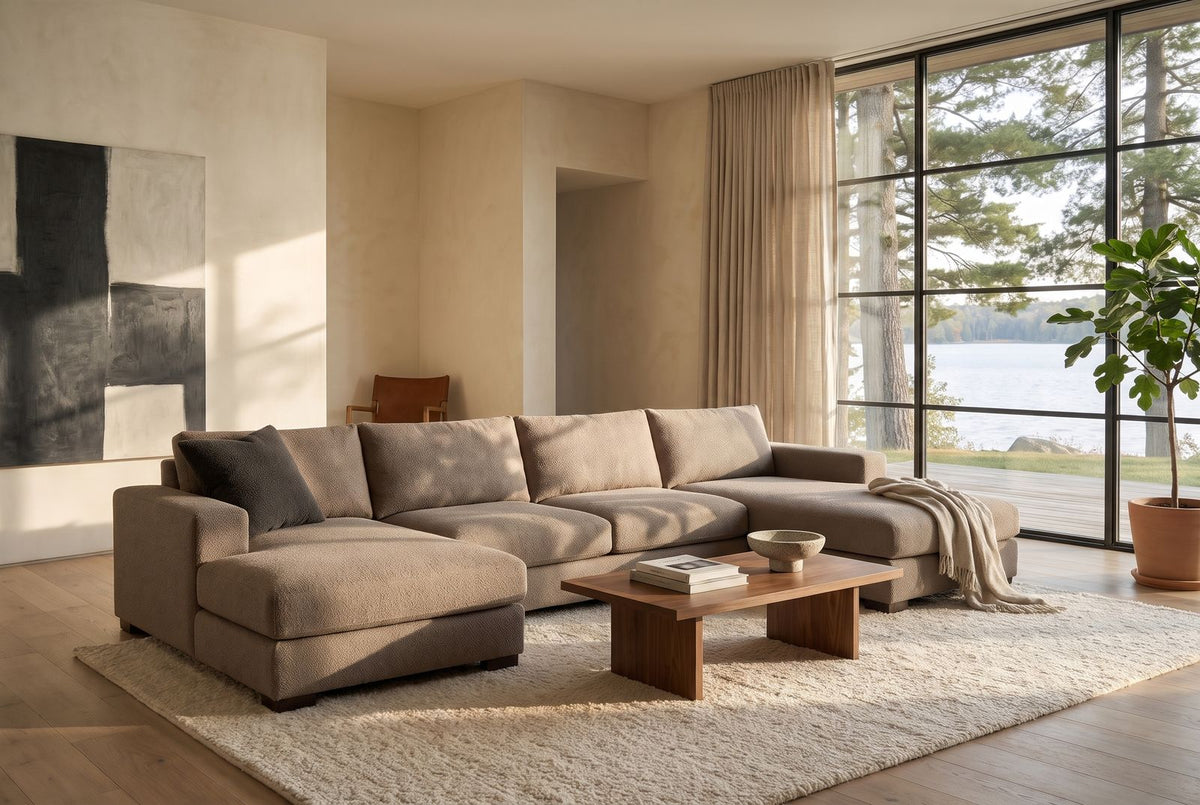 Stanton II Double Arm Chaise Sectional in a finished room