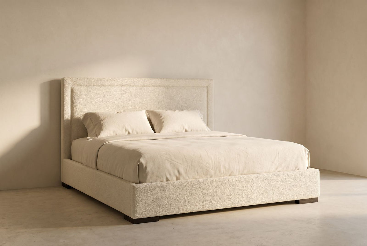 Alto Platform Bed Frame in ivory bouclé