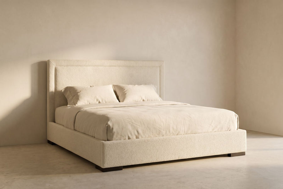 Alto Platform Bed Frame in ivory bouclé