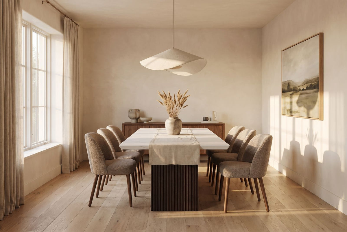 Aysha Dining Table - Quartz Top in a finished room