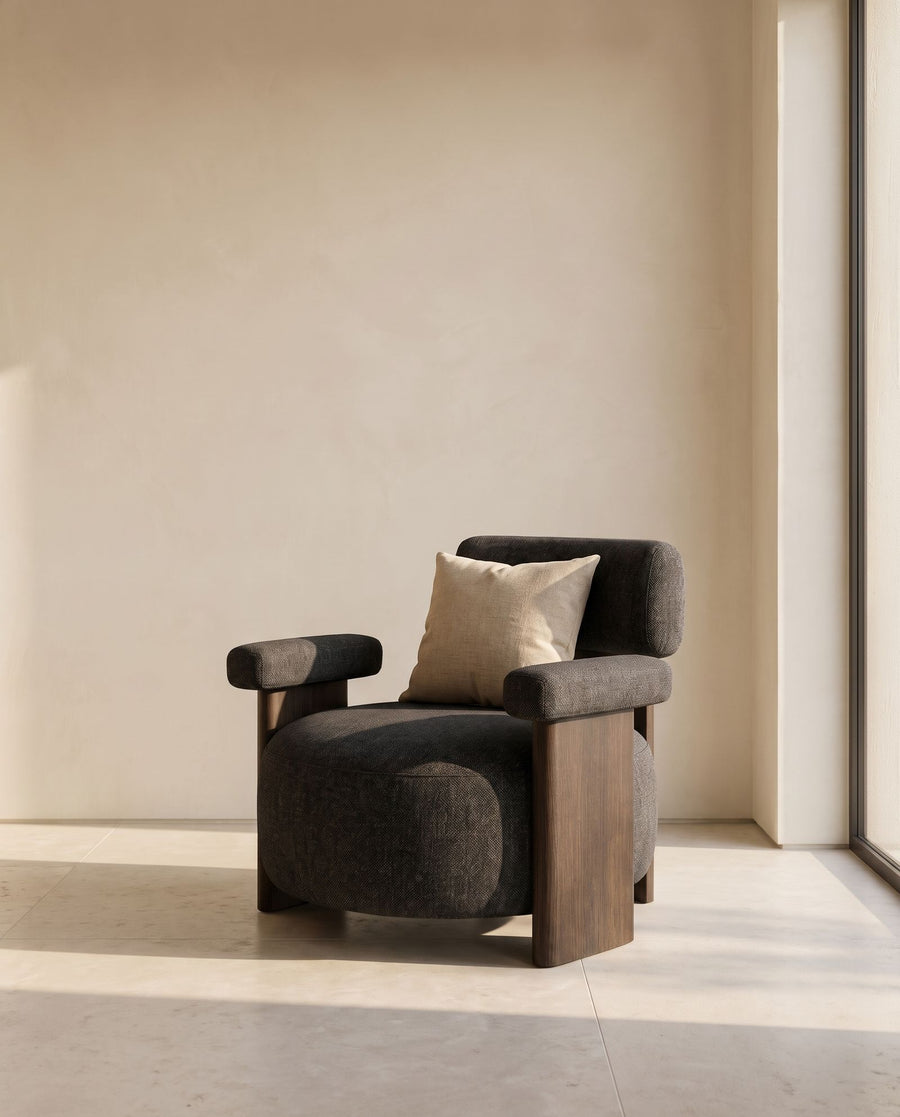 Blake Accent Chair in charcoal heathered wool
