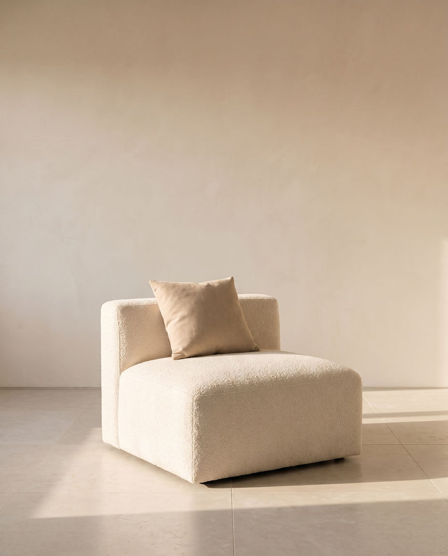 Bobby Armless Chair in ivory bouclé