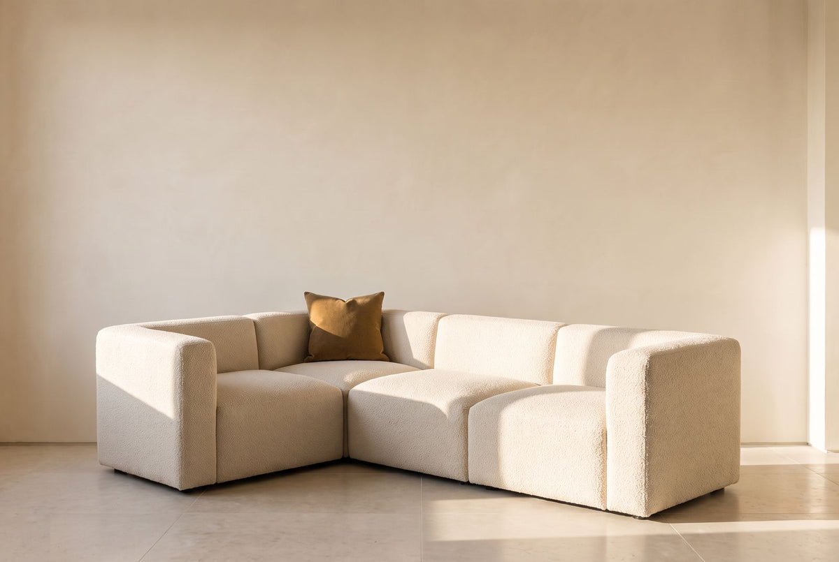 Bobby Modular Chaise Sectional in ivory bouclé
