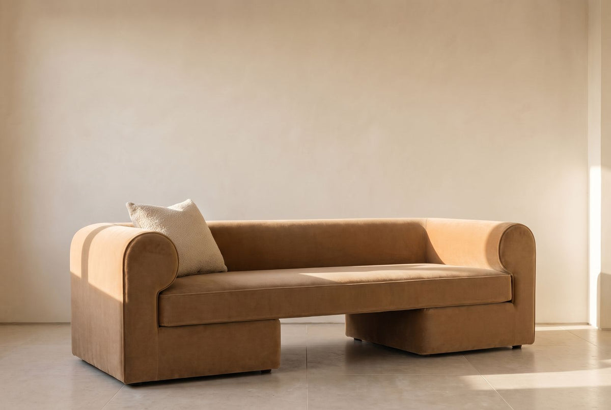 Bond Sofa in camel mohair velvet