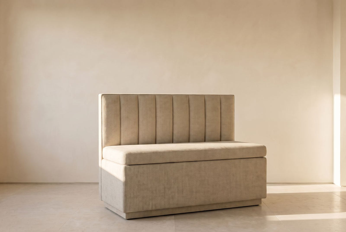 Celine Storage Bench in oatmeal linen