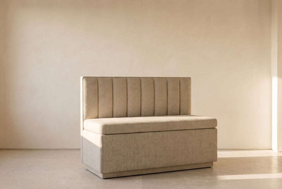 Celine Storage Bench in oatmeal linen
