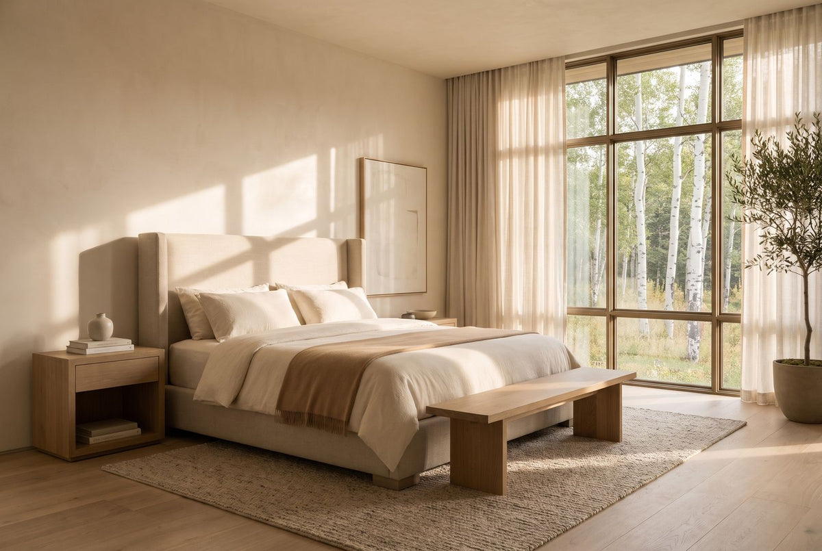 Clarissa Platform Bed in a finished room