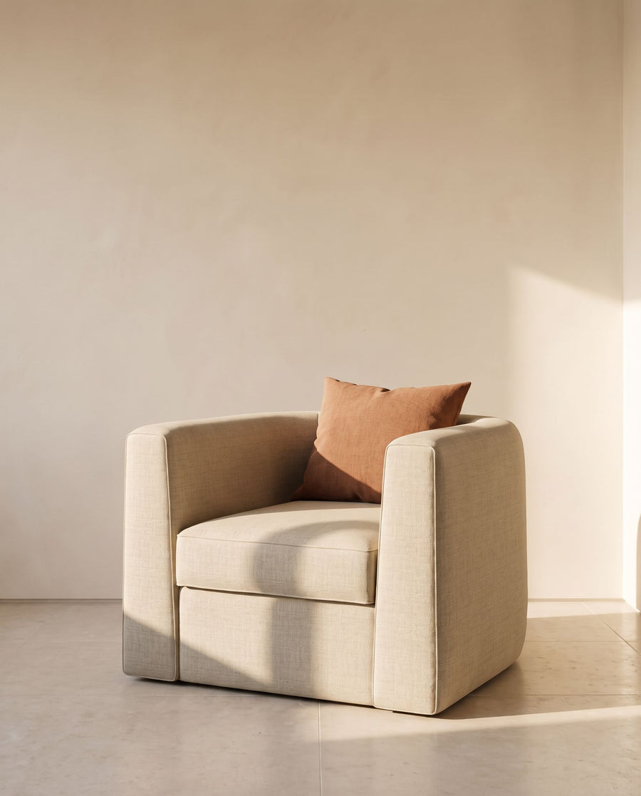 Daytona Chair in sand textured linen
