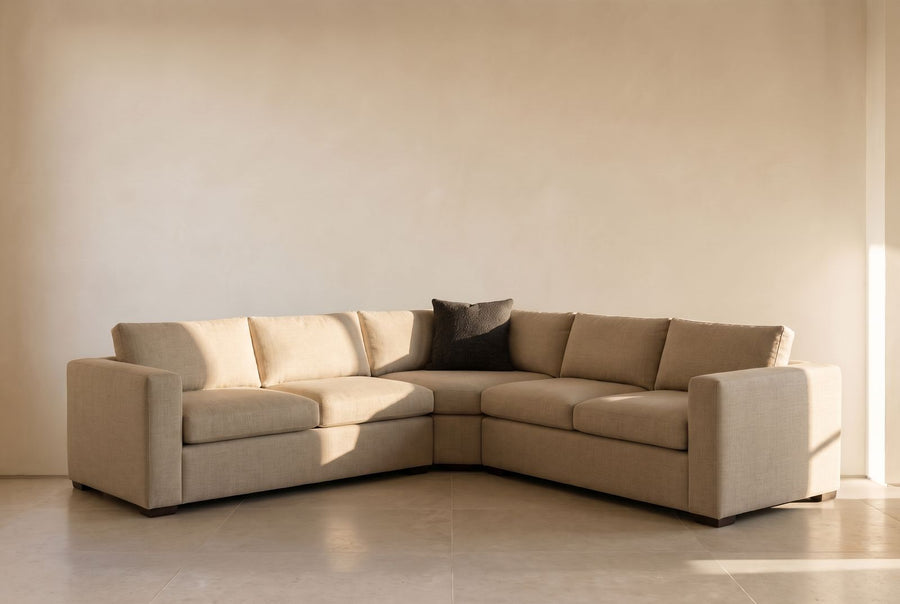 Daytona Corner Wedge in sand textured linen