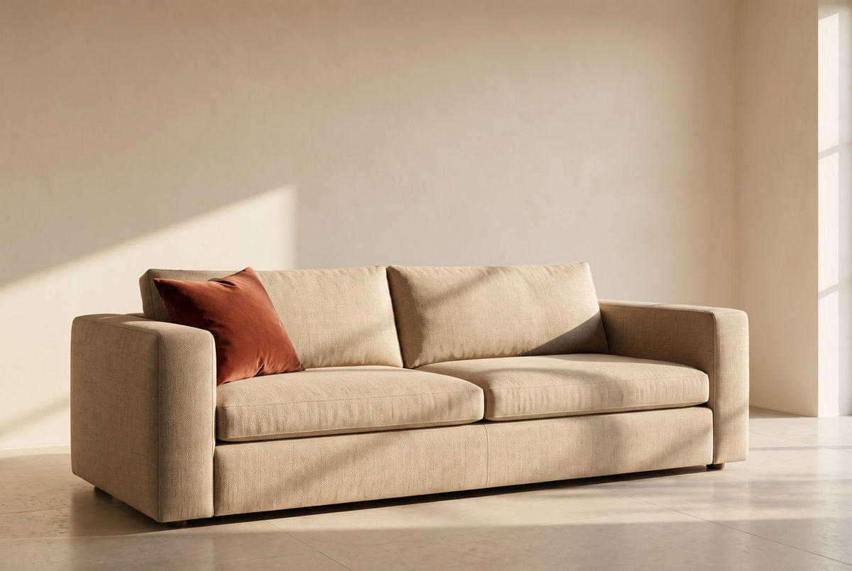Daytona One Arm Loveseat in sand textured linen