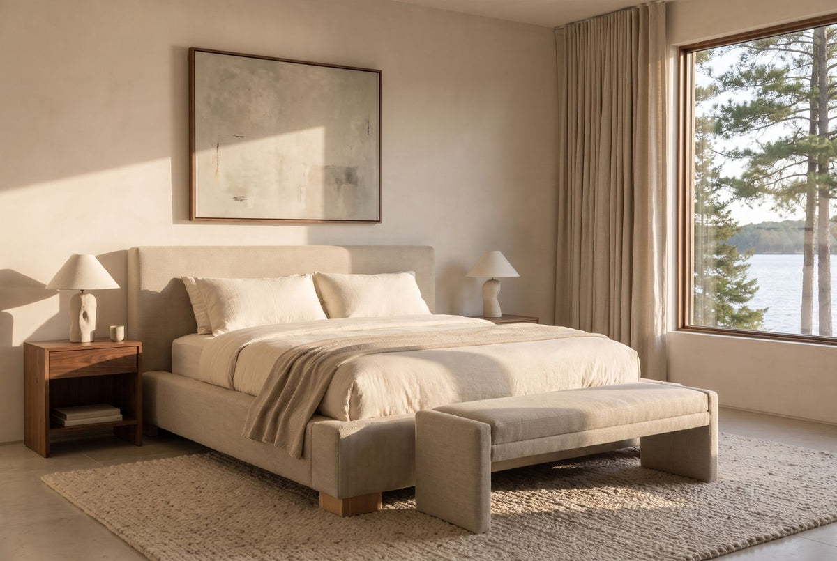 Fresno Platform Bed in a finished room