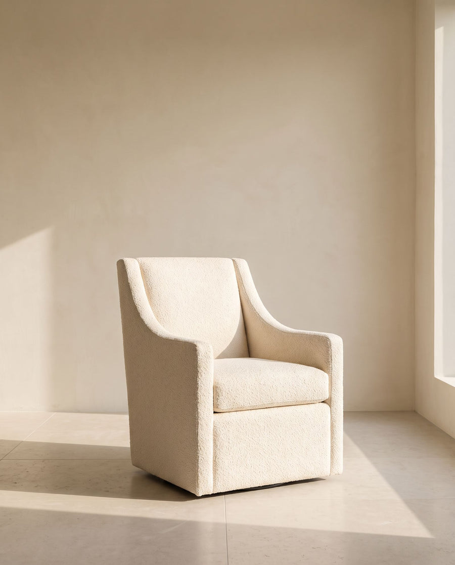 Jasmine Dining Chair in ivory bouclé