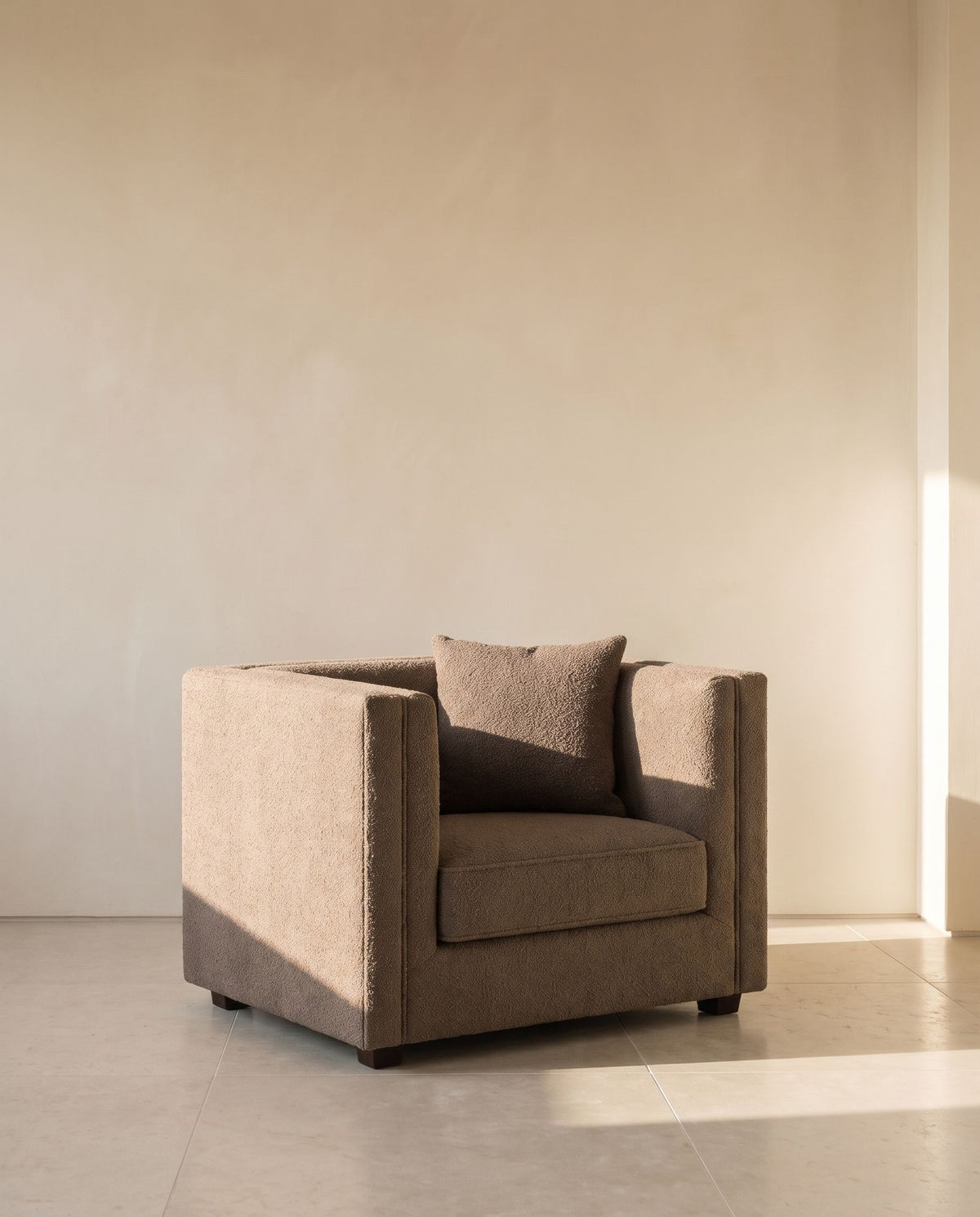 Mavis Chair in taupe wool bouclé
