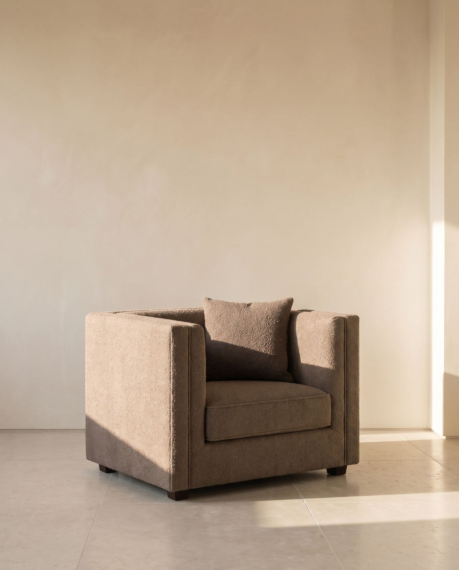 Mavis Chair in taupe wool bouclé