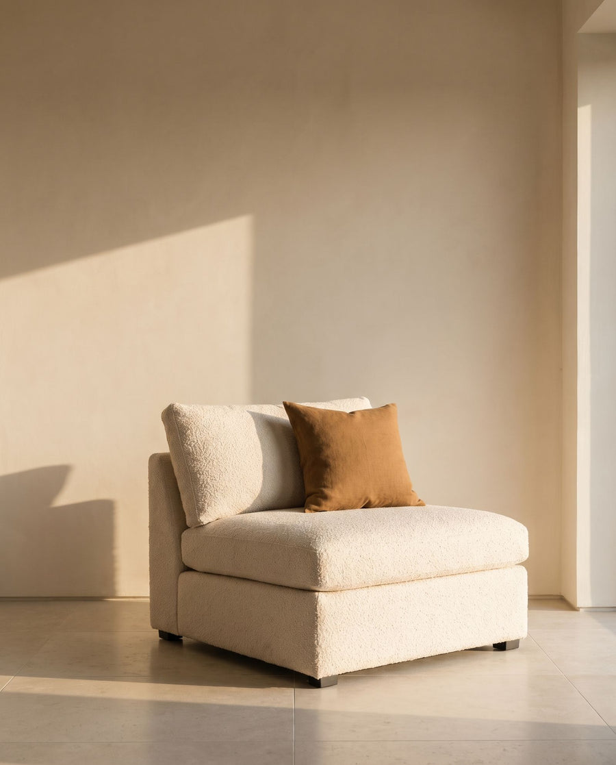 Nimbus Armless Chair in ivory bouclé