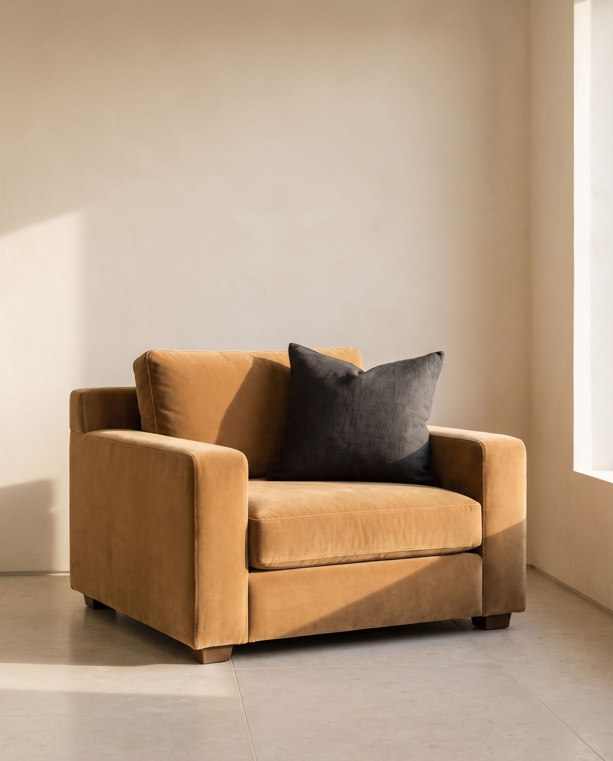 Paloma Chair in camel mohair velvet