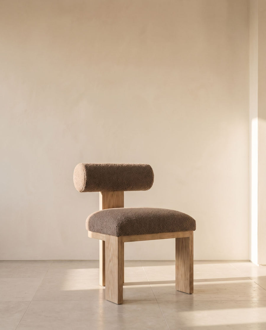 Patria Dining Chair in taupe wool bouclé
