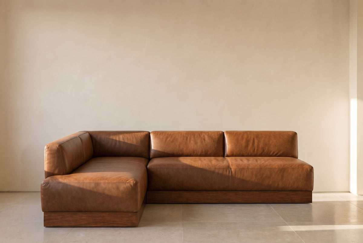 Petronas Bench - Backless in tobacco leather