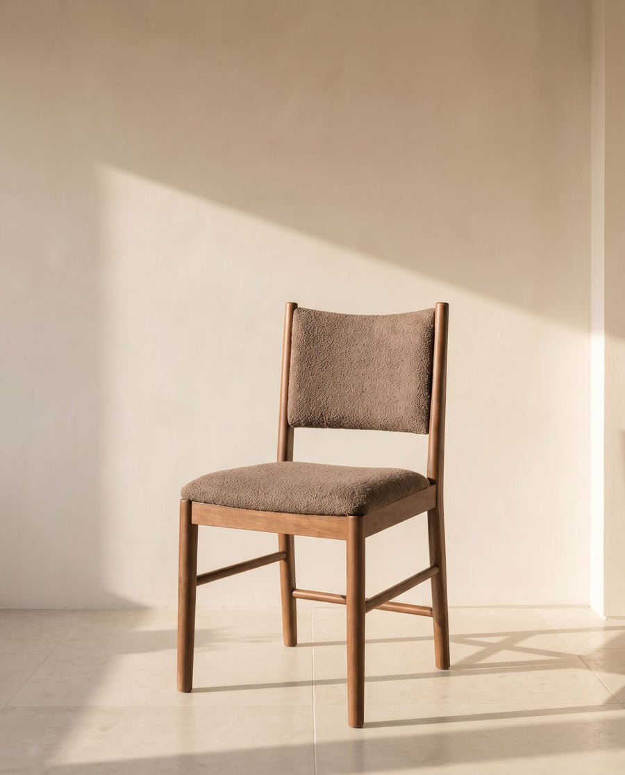 Samoa Dining Chair in taupe wool bouclé