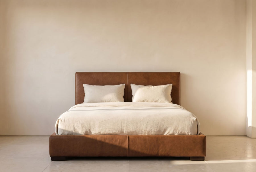 Santana Platform Bed in tobacco leather