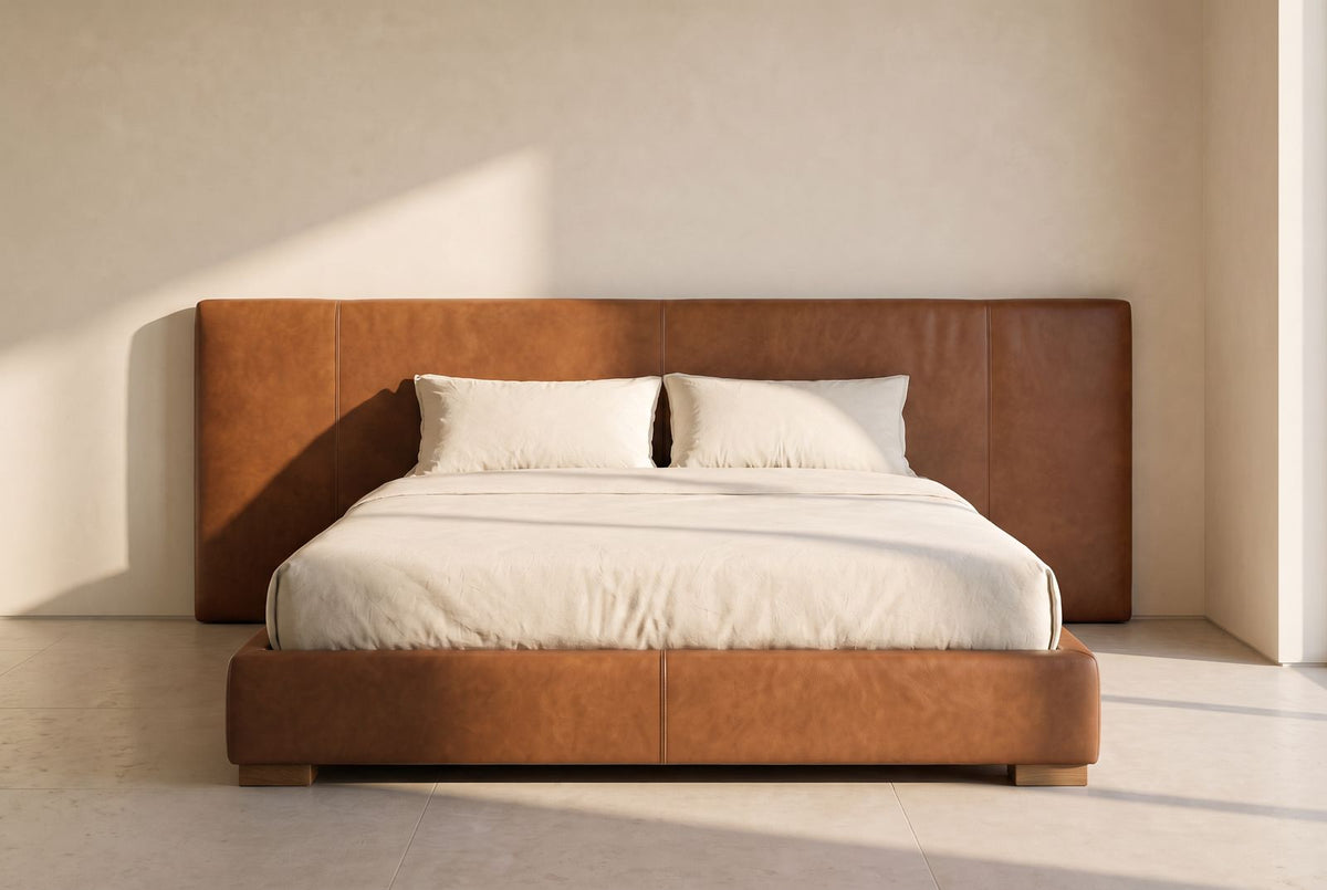 Santana XL Platform Bed in tobacco leather