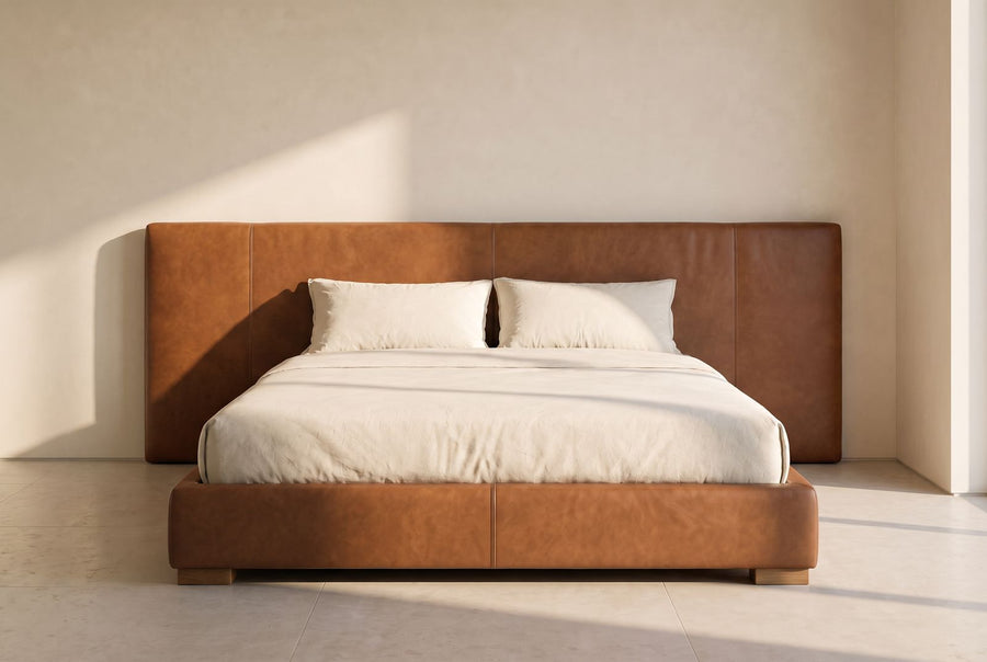 Santana XL Platform Bed in tobacco leather