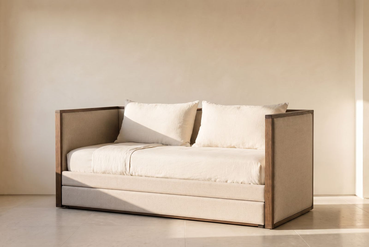 Sarasota Twin Daybed with Trundle - Elegant & Versatile in oatmeal linen