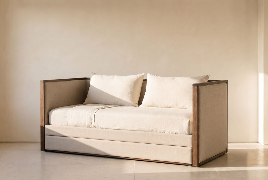 Sarasota Twin Daybed with Trundle - Elegant & Versatile in oatmeal linen