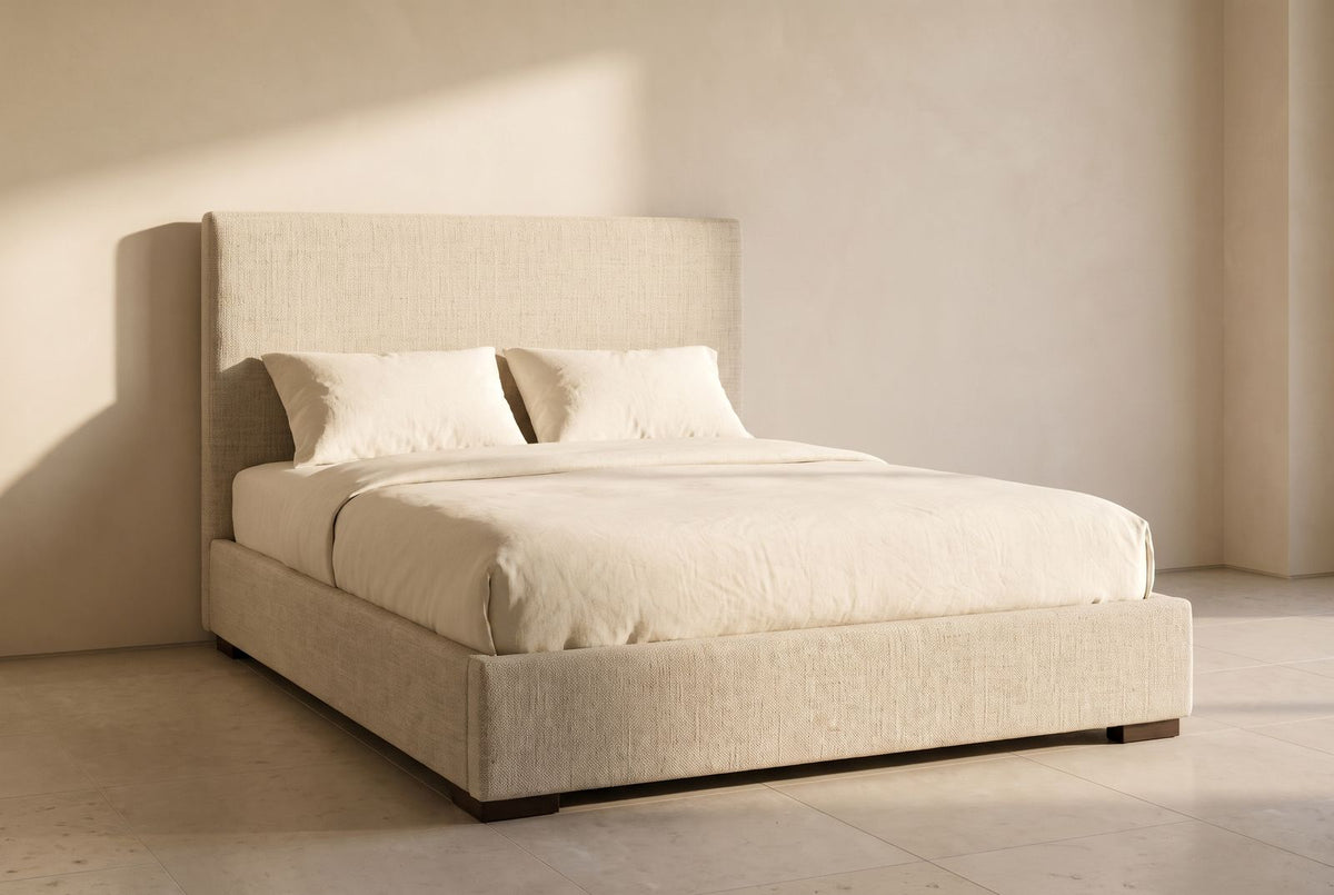 Sarasota Platform Bed in oatmeal linen