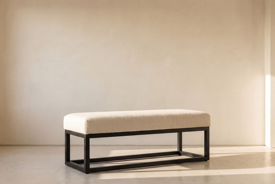 Sardinia Bench in ivory bouclé
