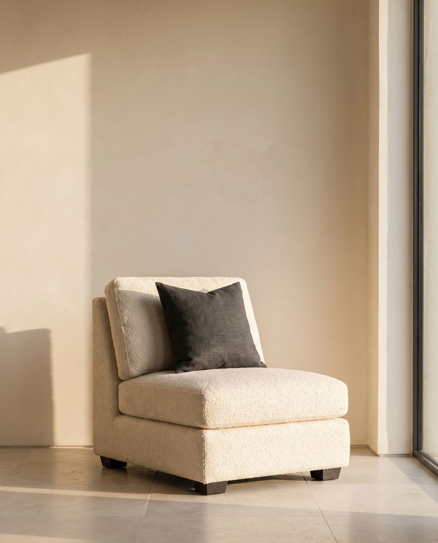 Sardinia One Arm Chair in ivory bouclé