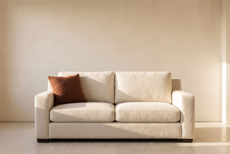 Sardinia Loveseat in ivory bouclé