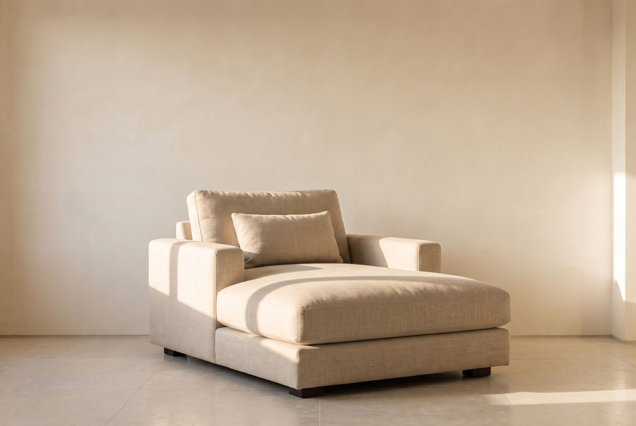 Sintra Chaise Lounger in sand textured linen