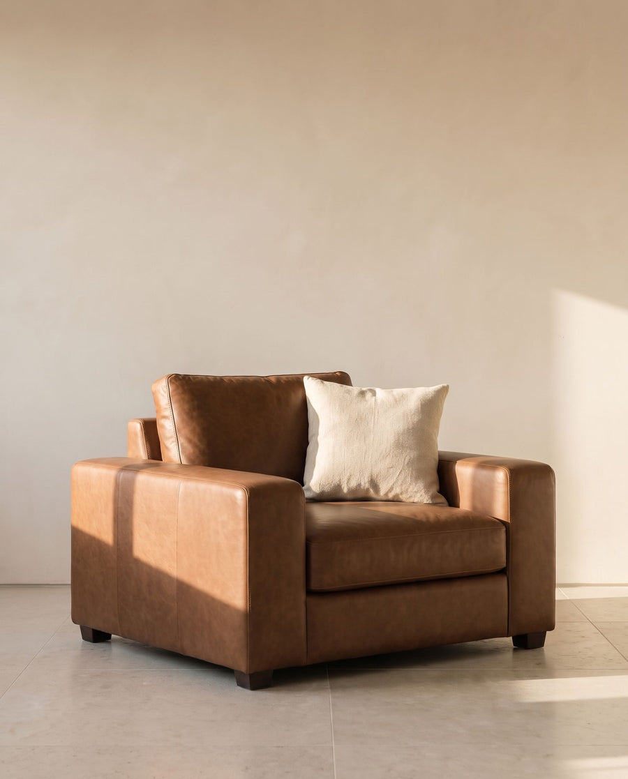 Stanton Armless Chair in tobacco leather