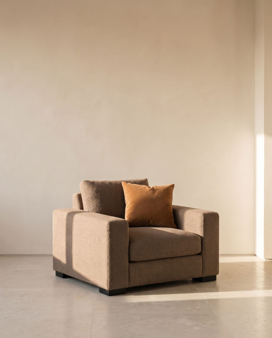 Stanton II Chair in taupe wool bouclé
