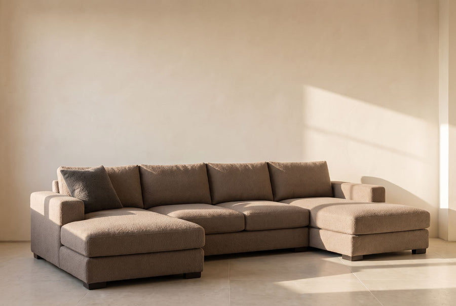 Stanton II 2 x 1 Sectional in taupe wool bouclé