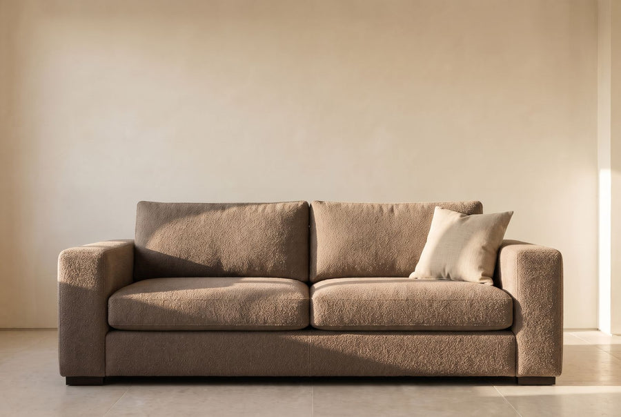 Stanton II Sofa in taupe wool bouclé