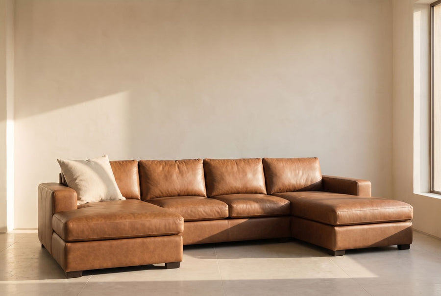 Stanton 2 x 2 Sectional in tobacco leather
